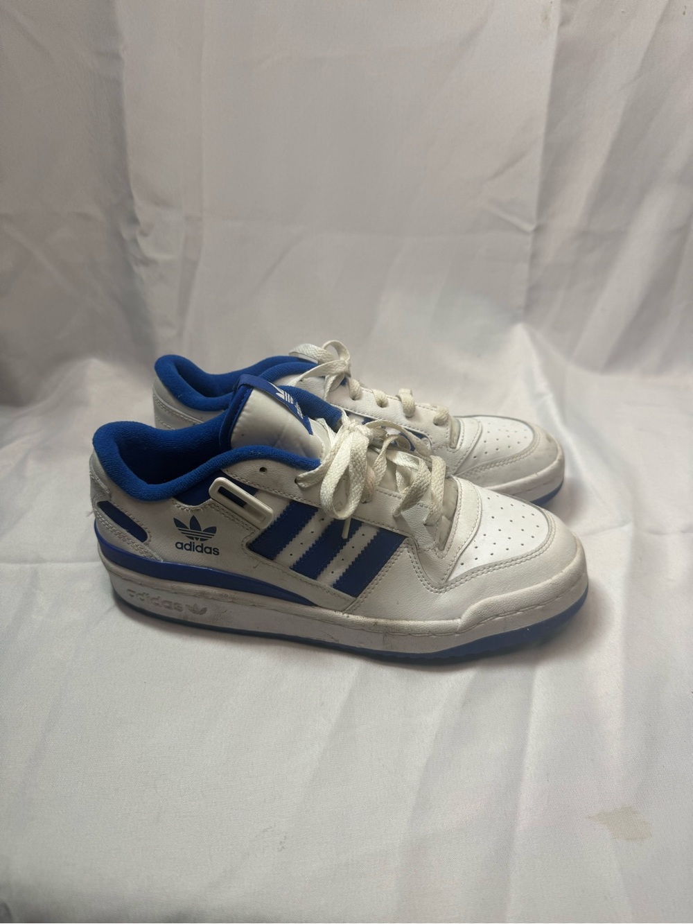 adidas Forum Low Men's Lace-Up Sneakers White/Blue Rubber Sole Basketball Size 7